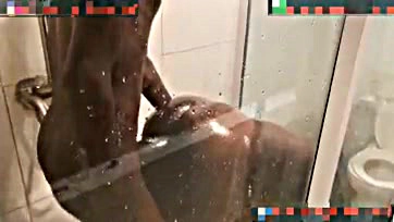 Man gets blown, pounded, and cummed in shower