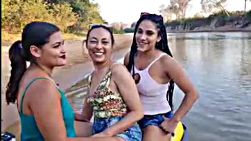 Foxy chicks ride jet ski, get wet and wild