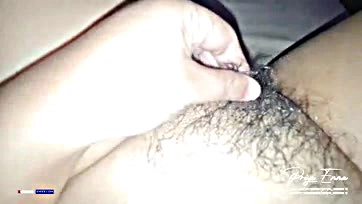 Mona's husband shaves her hairy Indian vulva