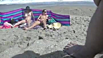 Mrs. Nikki and Ginary get naked at beach