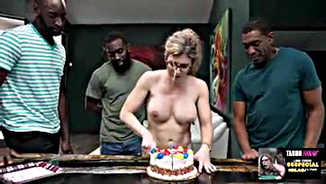 Sexy cougar gets BBC gangbang on her birthday