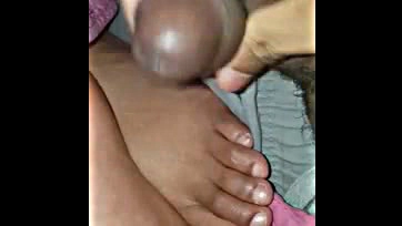 Uncle fondles stepsister's feet and breasts