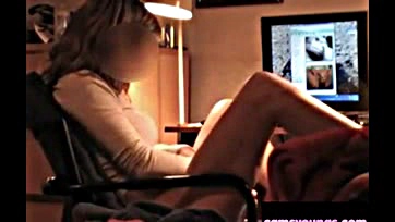 Teen masturbates while watching explicit webcam cock action