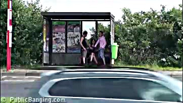 Girl gets gangbanged by two dudes at bus stop