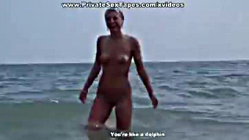 Beach romp involves amateur oral sex and energetic fucking