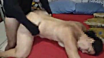 Stepfather nails stepdaughter's shaved cunt doggystyle