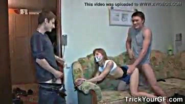 Surprise sex and double cum shot for teenage girlfriend