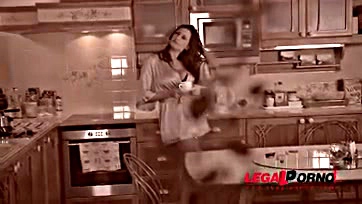 Sensual Jane's tits get brutally fucked in the kitchen