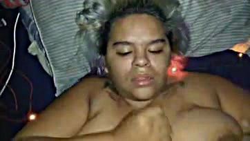 BBW Latina jerks out cum on her face