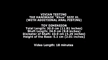 Vivian tests large, fisted anal sex toy