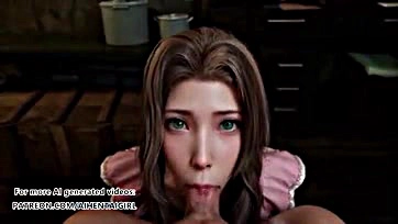 Aerith's deepthroat blowjob uncensored, explicit, and utterly filthy