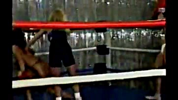 Fetish wrestling match between mistress and submissive