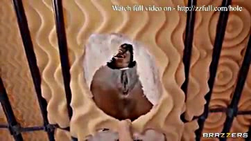 Dirty sex romp in a bunk bed glory hole