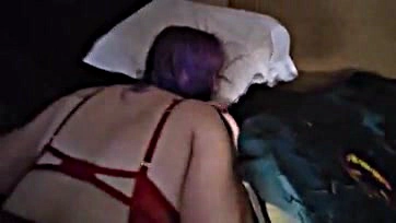 Mature woman has sex with purple-haired partner