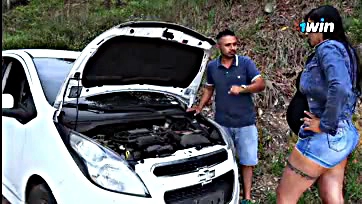 I repair her broken-down car for a blowout