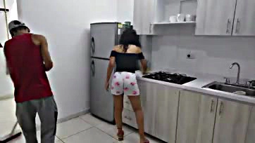 Sister-in-law gives me oral sex in kitchen