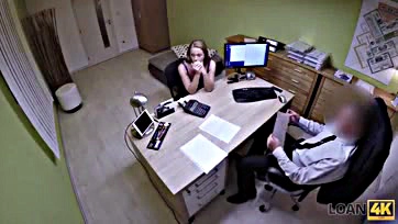 Teen girl gets brutally screwed at loan office