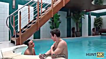 Spa owner hooks up with a hot, dark-haired woman