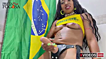 Sexy trans woman plays guitar after Brazil game