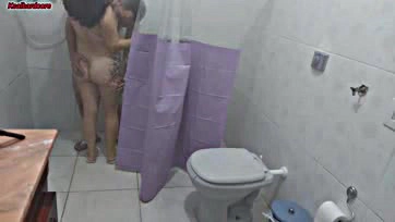 Madre watches stepson jerk off in bathroom