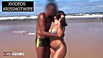 Hot wife Kriss gets naughty on beach