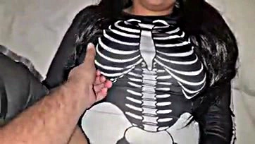 This rich chick's Halloween party ends in rough sex