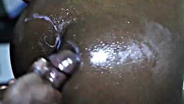 Deeply inserted cock fills her tight asshole with creamy cum