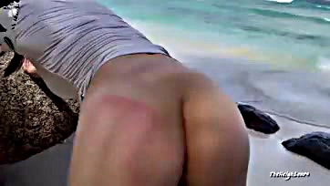 Man gets ass-fucked on beach by lonely woman