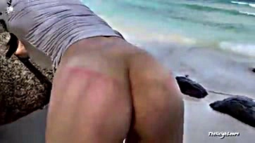 Man gets ass-fucked on beach by lonely woman