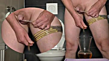 Man uses Dutch urethral sounding tool for BDSM peeing