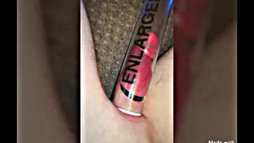 Teen uses cock pump, gets massive hard-on