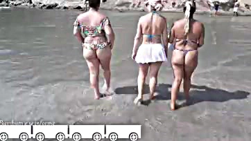 Three women seek a well-endowed man on the beach