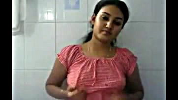 Indian girl exposes breasts, gets breast pressed hard