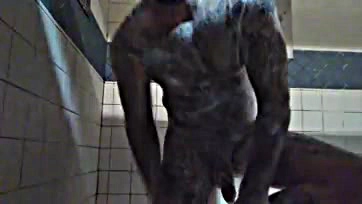 Dude gets off in the shower, strokes his cock