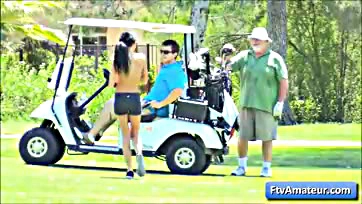 Young, hot, nude chick runs wild on golf course