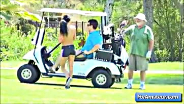 Young, hot, nude chick runs wild on golf course