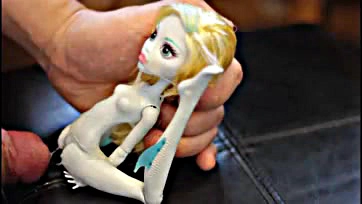 Beautiful monster doll gets cum-covered repeatedly