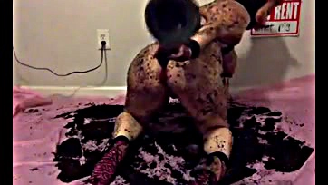 Dirty pig gets humiliated, covered in mud, and fucked