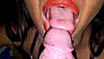 Semen drips from Susy's mouth during ASMR and sex