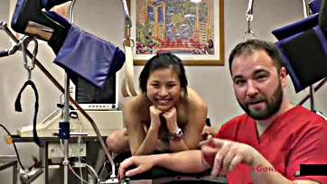 Doctor gives Asian girl Raya Nguyen a speculum exam