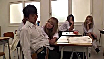 Japanese schoolgirls get naked and have a wild orgy