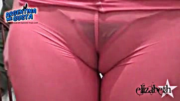 Large breasts, camel toe, and rounded buttocks are prominent