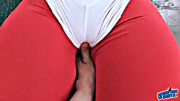 Perky camel toe perfection in tight spandex