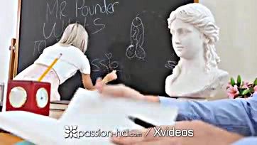 Teacher seduces blonde student in explicit, hard-cumming fantasy