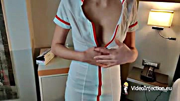 The nurse gets a rectal probe and enema