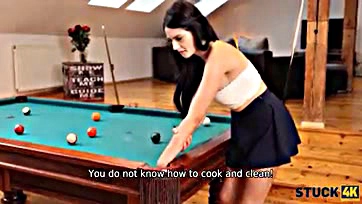 Brunette gets screwed after playing a pool game