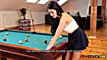 Brunette gets screwed after playing a pool game