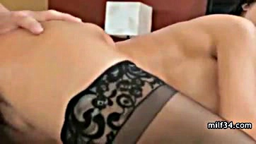 Sexy mom's stress melts away with erotic massage