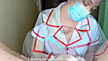 Nurse gives intense oral and massage for explosive orgasm