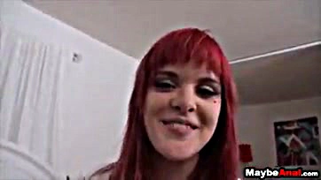 Redhead takes massive cock up her anus